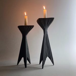 Lynn Chadwick Style Brutalist Pair Iron Candlestick Holders