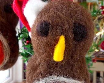 Décoration de Noël feutrée à la main (Robin)