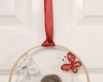 Décoration suspendue en feutrage de chouette de Noël (différentes couleurs)