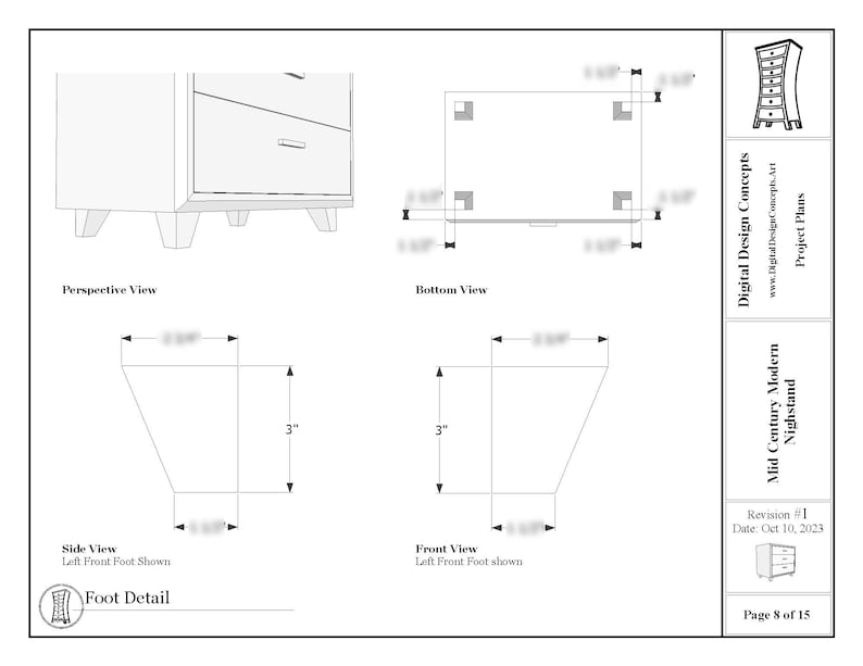 Mid-Century Modern Nightstand Plans Downloadable PDF woodworking plans image 5