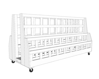 Carro de almacenamiento de madera contrachapada para carpintería - Descargar planos en PDF