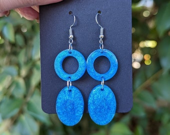 Teal Galaxy Dangle Earrings