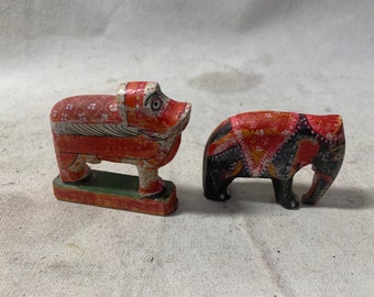 Two Painted Wooden Animals