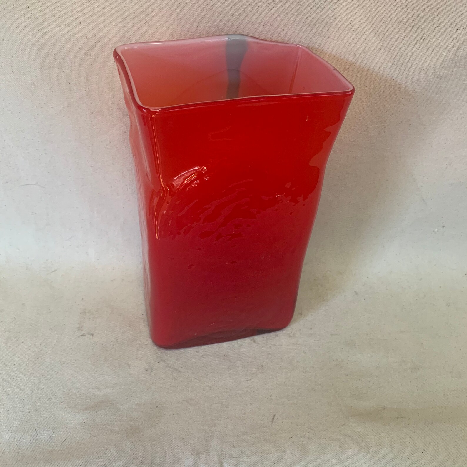 Great Heavy Red Glass Vase Etsy