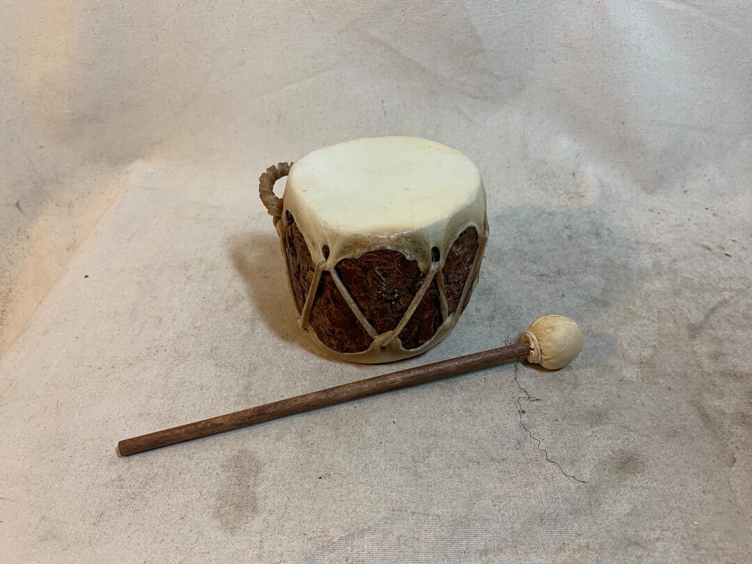Tree Bark Drum and Stick Etsy