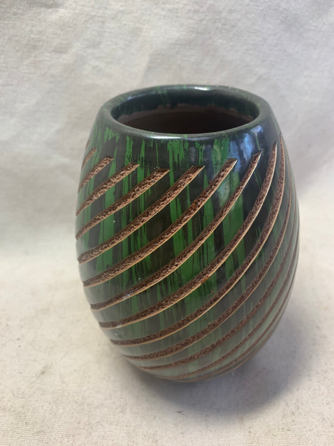 Etched Ceramic Swirl Vase Etsy