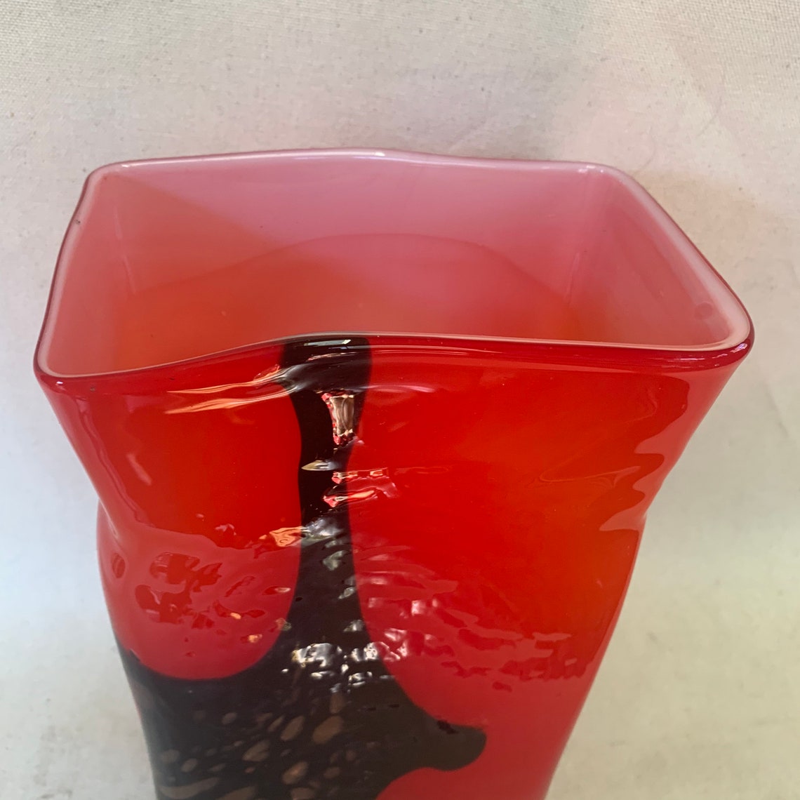 Great Heavy Red Glass Vase Etsy