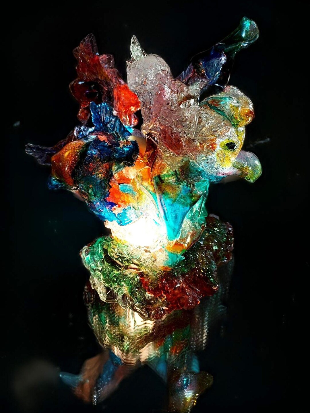 Table Lamp Modern Sculpture Abstract Art Light Art Bird Blown Glass ...