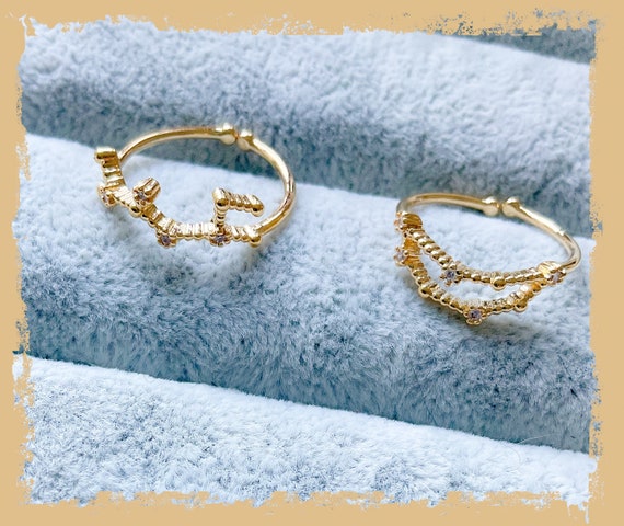 Constellation rings, stackable rings, gold rings, adjustable rings, cz rings, star sign rings, star rings, ring gifts,
