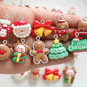 Resin Christmas Series Charm Earring Necklace Bracelet Bead Pendants DIY Jewelry Decoden Cabochon Keychain Accessories