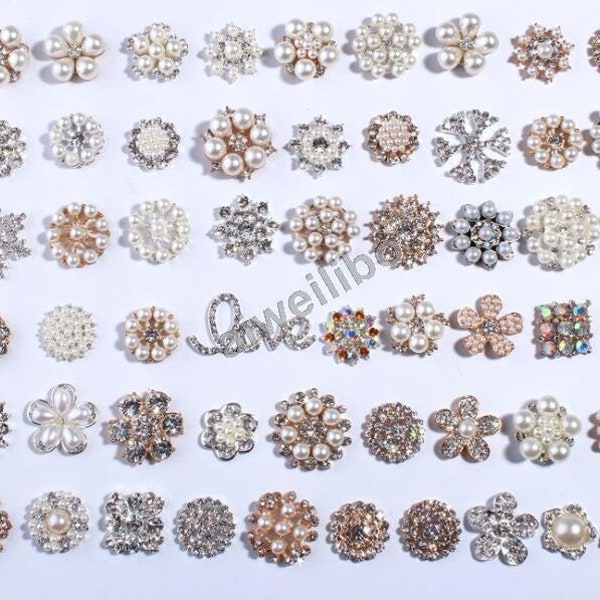 Pearl Buttons, Flatback Rhinestone Embellishment, Metal Button, flat back pearl, wedding supply,scrapbooking