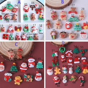 Resin christmas series snowflake snowman tree deer bear cabochon scrapbook kawaii DIY