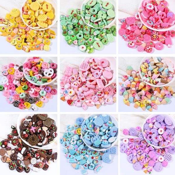 Random Kawaii Cartoon Resin food biscuit ice cream DIY Flatback Cabochon Embellishment Accessories Scrapbooking