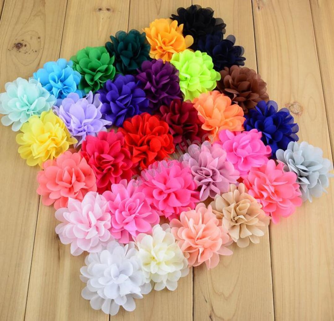 Chiffon Flower, Fabric Flowers, You Choose Color,diy Craft for Baby ...