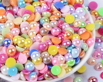 Mix color Flatback Half Round Imitation Pearls  2mm 3mm 4mm 5mm 6mm 8mm 10mm 12mm Embellishments Diy Deco Kawaii Cabochons 500pcs