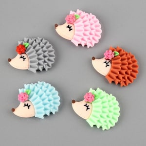 Cute Hedgehog Resin Flatbacks Flat Back Scrapbooking Girl Hair Bow Center Crafts Making Embellishments DIY