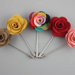 Rose Lapel Pin / Fabric Flower Handmade Brooch Wedding Garden Party Floral Accessory Women Men Coat Gift ,DIY handmade Accessories