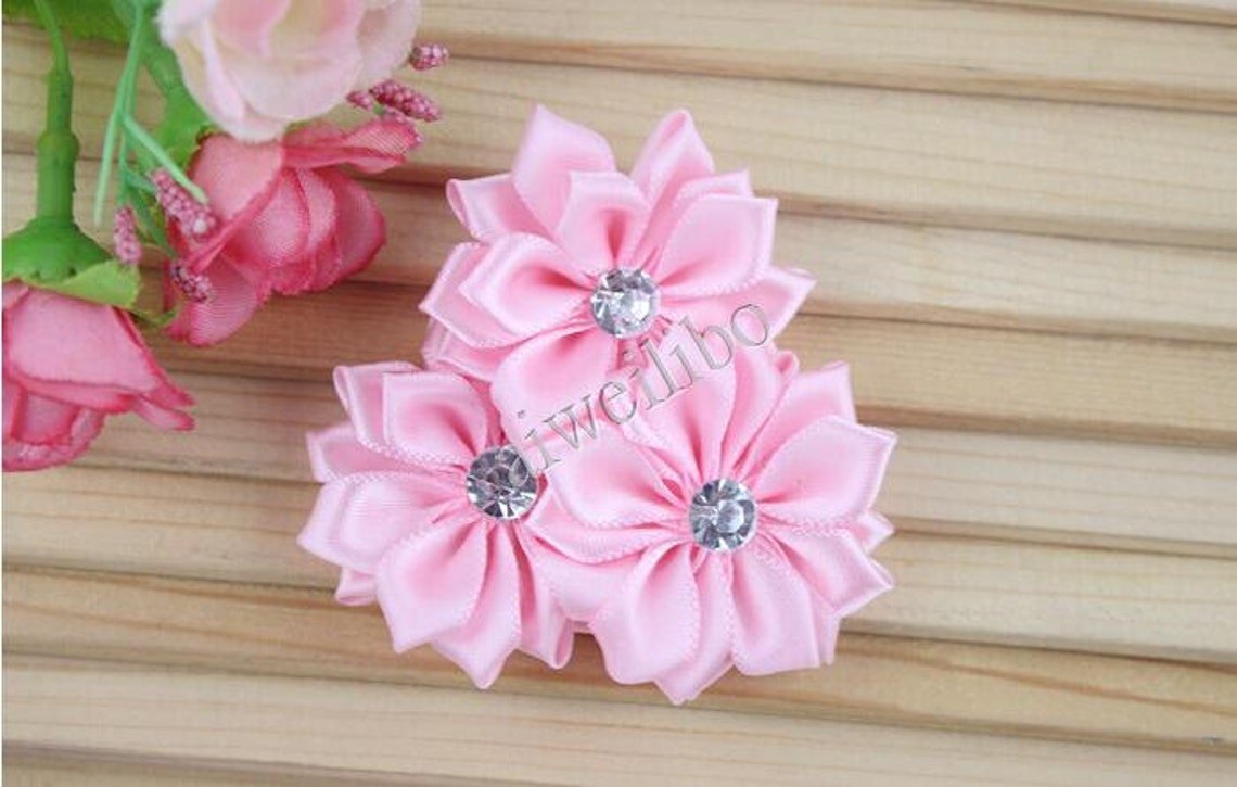Cluster Flowers Satin Ribbon Flowers Hair Accessories Etsy