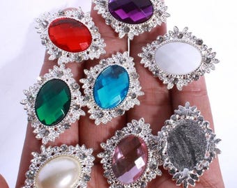 Strass Knopf, Metall Strass Knopf, flache Rückseite Strass Knopf, Kristallknopf