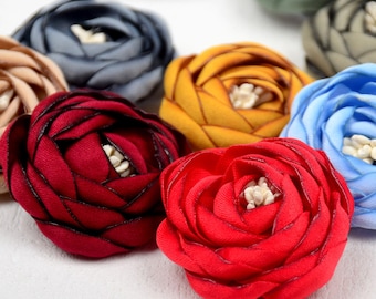 3,5 cm Vintage Gebrannte Kante Haar Rose Blumen Für Kinder Haarspangen Zubehör Künstliche Blumen Für DIY handgefertigte Accessoires