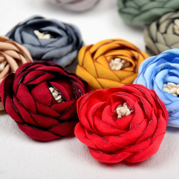 Vintage Burned Edge Hair Rose Flowers For Children Hair Clips Accessories Artificial Fabric Flowers For Headbands
