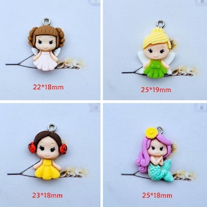 Cute Cartoon Princess  Resin Kawaii Pendant Key Chain Necklace Pendant DIY Decoration Accessories