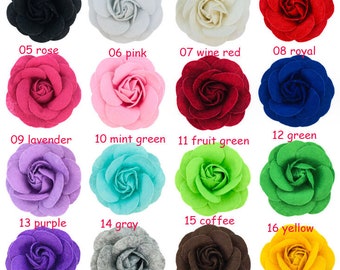 2.75” Vintage camellia Flowers Hair Accessories Artificial Fabric Flowers For Headbands Diy Supplies Material Flower