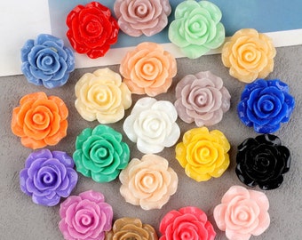 20 pcs Rose Cabochons, Flower Cabochons, Rose Cabochons, Flat Back Roses, Resin Flowers