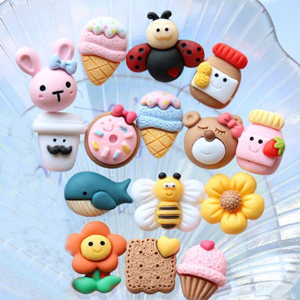 Animal Embellishment,flower Resin Cabochon, Flatback Hair Bow Center, Ice cream Embellishment