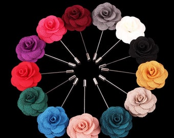 Rose Lapel Pin / Fabric Flower Handmade Brooch Boutonnière Wedding Garden Party Floral Accessory Women Men Coat Gift CH10025