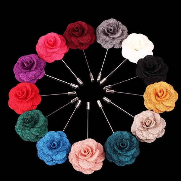 Rose Lapel Pin / Fabric Flower Handmade Brooch Boutonnière Wedding Garden Party Floral Accessory Women Men Coat Gift CH10025