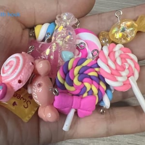 Random color Polymer Clay Resins lollipop Charm Earring Necklace Bracelet Bead Pendants DIY Jewelry Decoden Cabochon Keychain Accessories