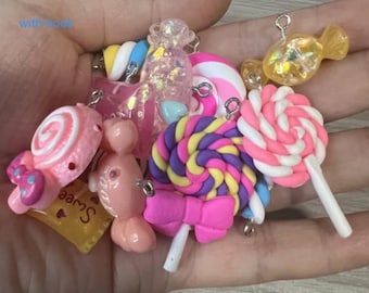Losowy kolor Polimerowa glina Żywice Lizak Urok Kolczyk Naszyjnik Bransoletka Koraliki Wisiorki DIY Biżuteria Decoden Cabochon Brelok Akcesoria