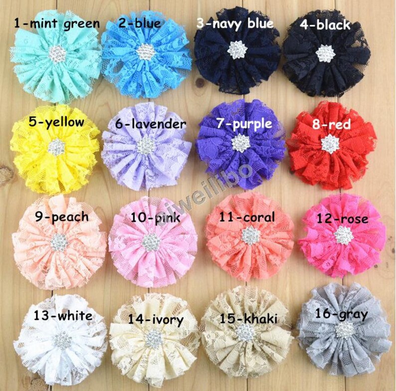 Lace Flowers With Rhinestone Centersheadband Supplies DIY Etsy