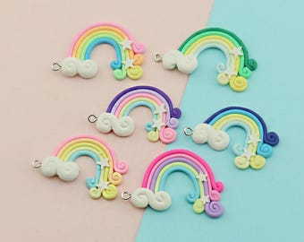 Tęczowa glina polimerowa Kolczyki Naszyjnik Bransoletka Koraliki Wisiorki DIY Biżuteria Decoden Cabochon Brelok Akcesoria