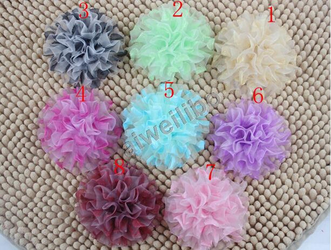 8 Pcs Gauze Flower Fabric Flowers Flower Applique Headband Etsy