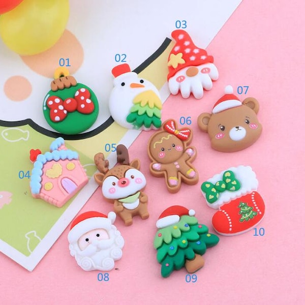 New Resin Christmas Series Decoration Crafts Flatback Cabochon Scrapbook Kawaii DIY Embellishments Accessories