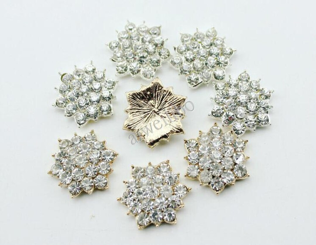 Rhinestone Button Crystal Flower Centers Buttons DIY Hair - Etsy