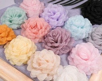 Stoffrosen 7 cm, Artificia Rosen, DIY Baby Stirnbänder, lose Stoffblumen, Bastelbedarf, Kleid Blumen