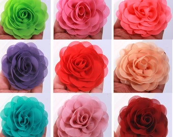 3.14&quot;Chiffon rose Flower For Headband Rose Fabric Flowers For Diy Hair Accessories