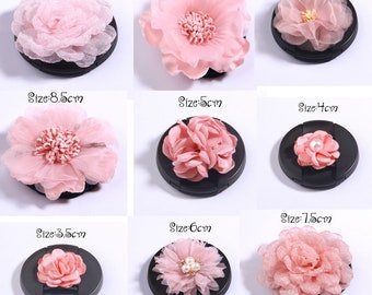 Pink Series Rose Stoffkopf Blumen Für Diy Stirnbänder Dekoration Chiffon Blume Für Haarspangen Zubehör