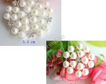 6 stuks Pearl Wedding Buttons, Groothandel Crystal Rhinestone Button Wedding Craft Supplies