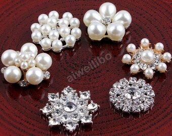 Pearl Rhinestone Flatback Button,Metal Button,Pearl Rhinestone Buttons,Hair Bow Centers