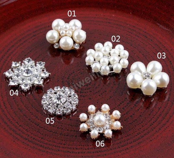 10 Pieces Rhinestone Buttons Embellishments Buttons Flatback Pearl