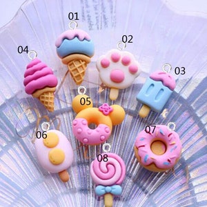 Resin ice cream Donuts Lollipop Charm Earring Necklace Bracelet Bead Pendants DIY Jewelry Decoden Cabochon Keychain Accessories