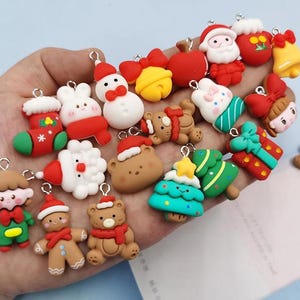 Resin Christmas Tree Snowman Charm Earring Necklace Bracelet Bead Pendants DIY Jewelry Decoden Cabochon Keychain Accessories
