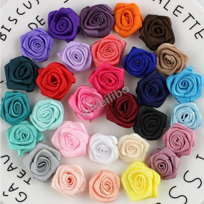 Satin Ribbon Flower Satin Rosettes Embellishment Fabric Etsy UK