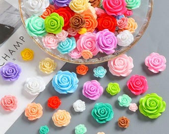 20pcs Resin Cabochons, Flower Shaped, Flatback Roses, Flat Back Roses, Flower Cabochons