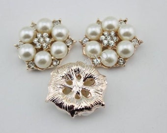 Gold Pearl Rhinestone Button Crystal Embellishment DIY Hair Accessory