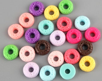 Random Color Donut Cabochons, Resin Cabochons, Flatback Cabs,Cell Phone Deco